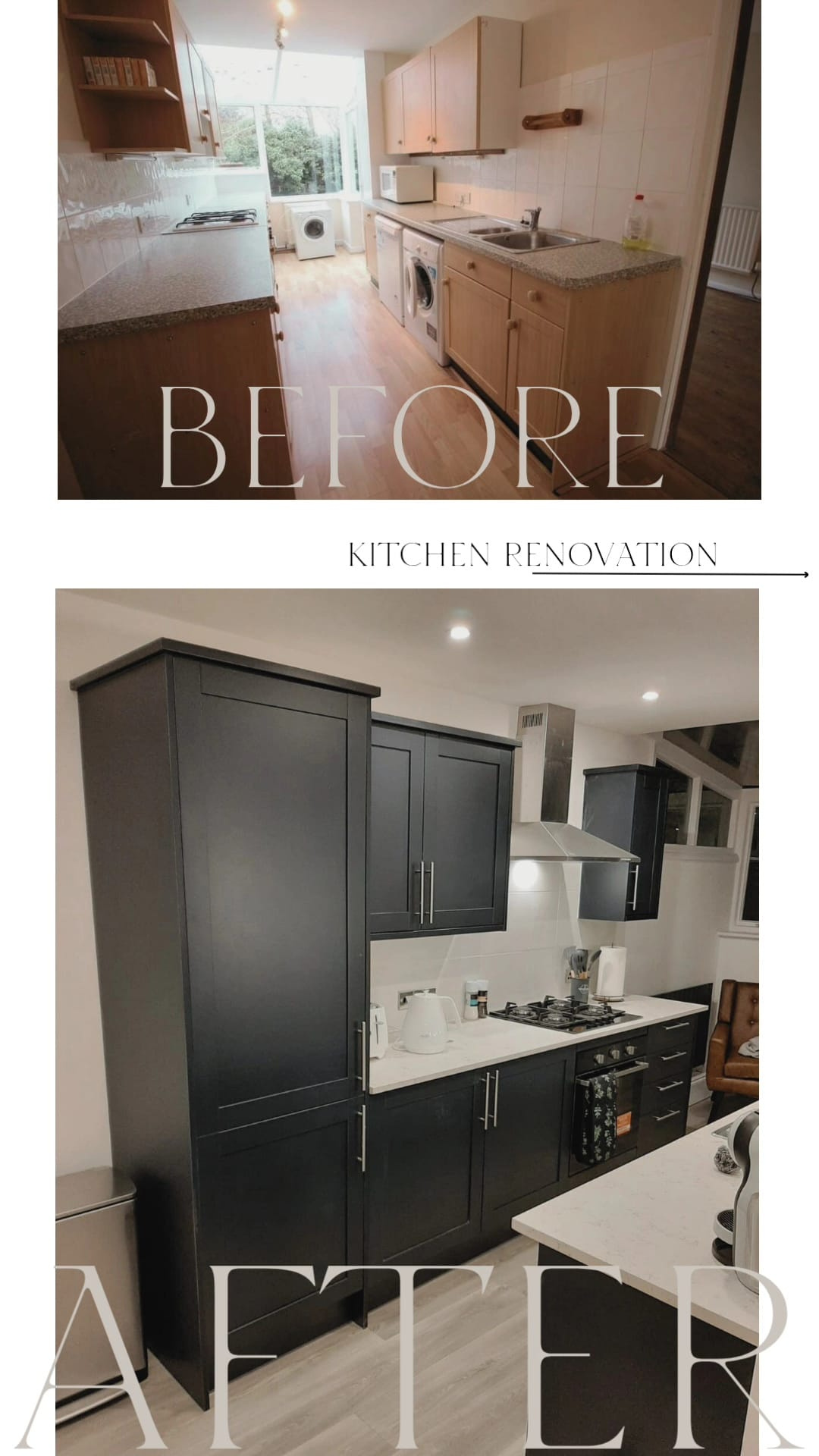 Kitchen transformation Completed kitchen transformation in navy blue in Cambridge